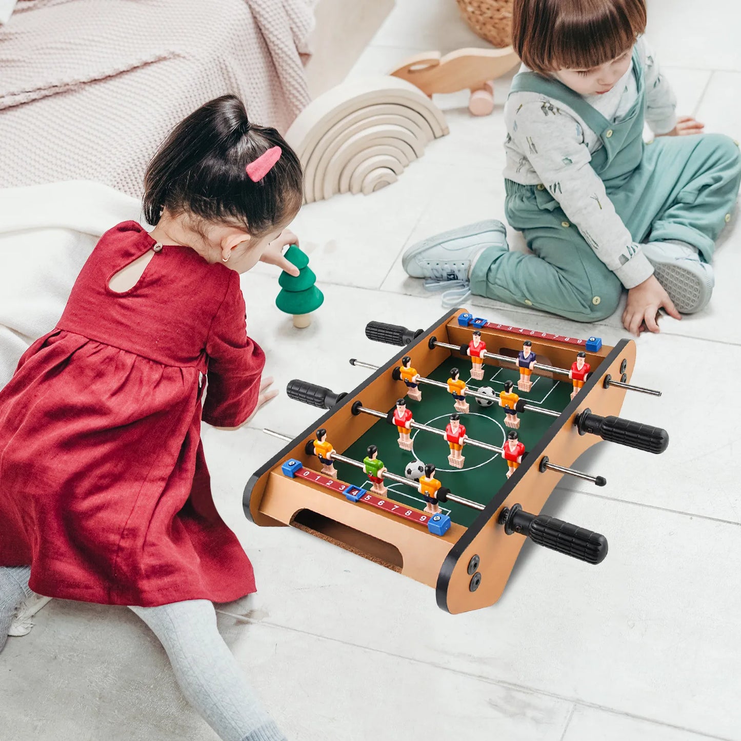 Foosball Table Mini Football Table Game 2 Footballs Classic Recreational Hand Soccer Game For Kids Family Night Parties Game