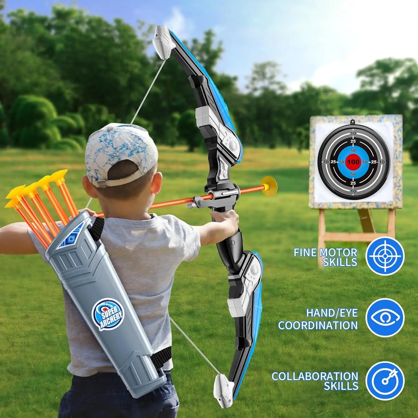 LED Light Up Archery Toys Set for Kids Ages 4-8 8-12