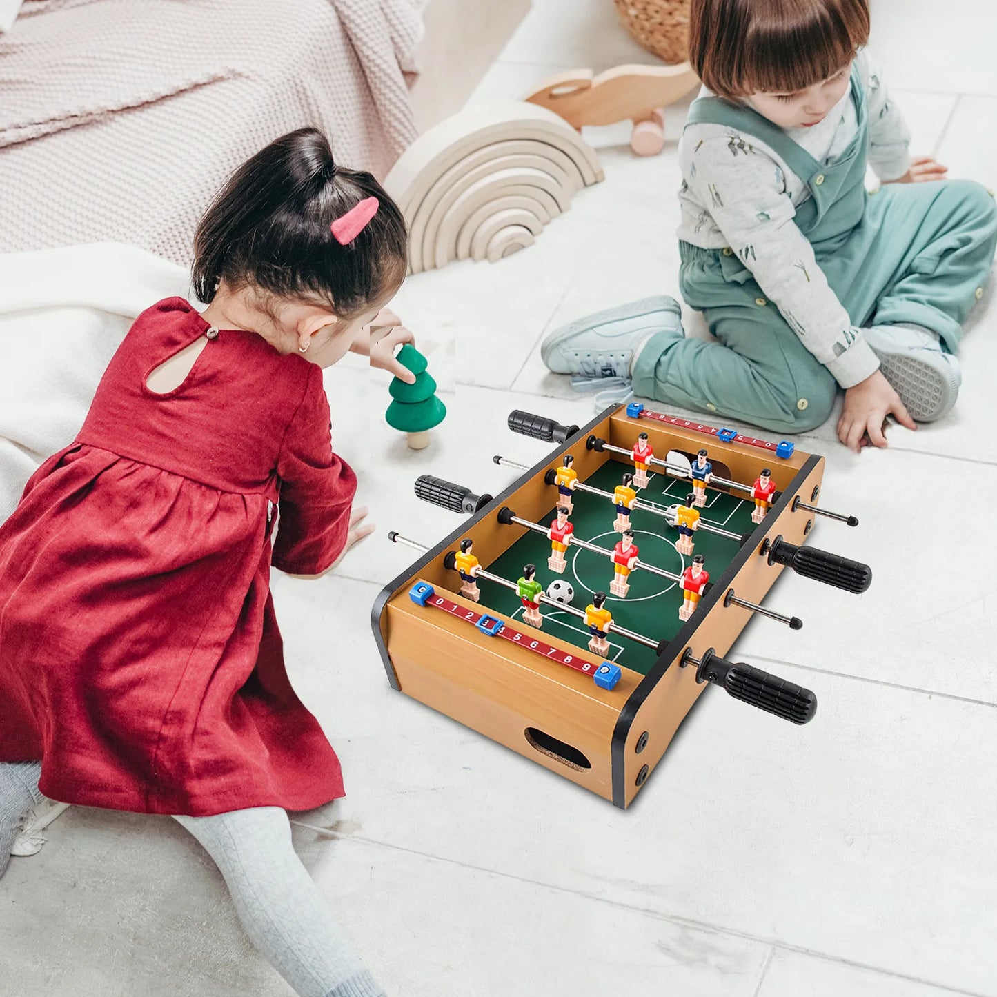 Foosball Table Mini Football Table Game 2 Footballs Classic Recreational Hand Soccer Game For Kids Family Night Parties Game