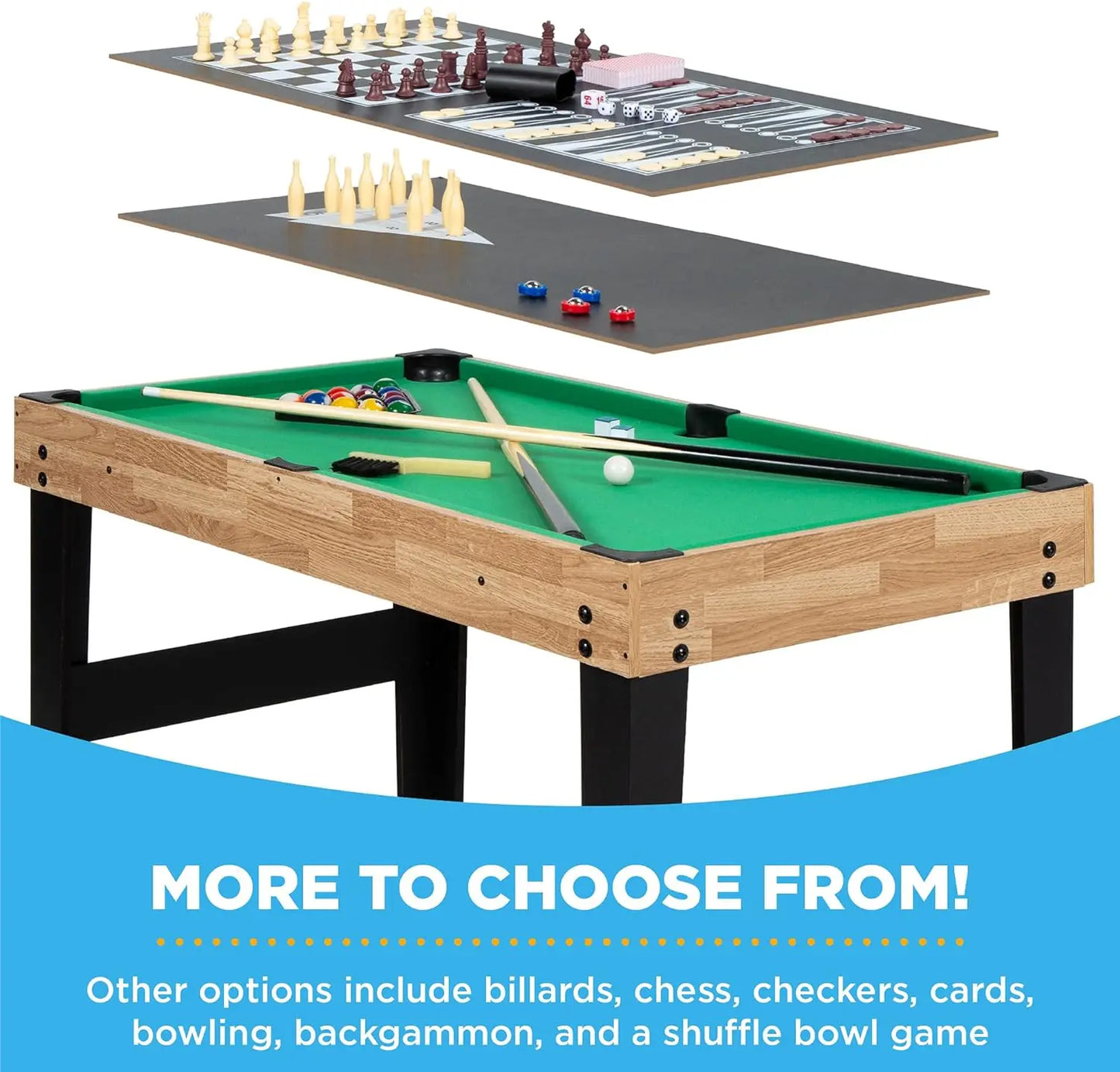 2x4ft 10-in-1 Combo Game Table Set for Home, Game Room, Friends & Family w/Hockey, Foosball, Pool, Shuffleboard,