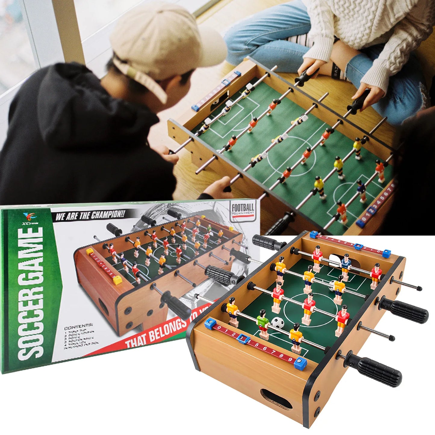 Foosball Table Mini Football Table Game 2 Footballs Classic Recreational Hand Soccer Game For Kids Family Night Parties Game